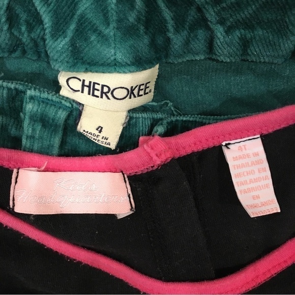 Bundle 2 Pcs Set Little Girls Floral Long sleeve top and Green Velvet Pant - Picture 5 of 16